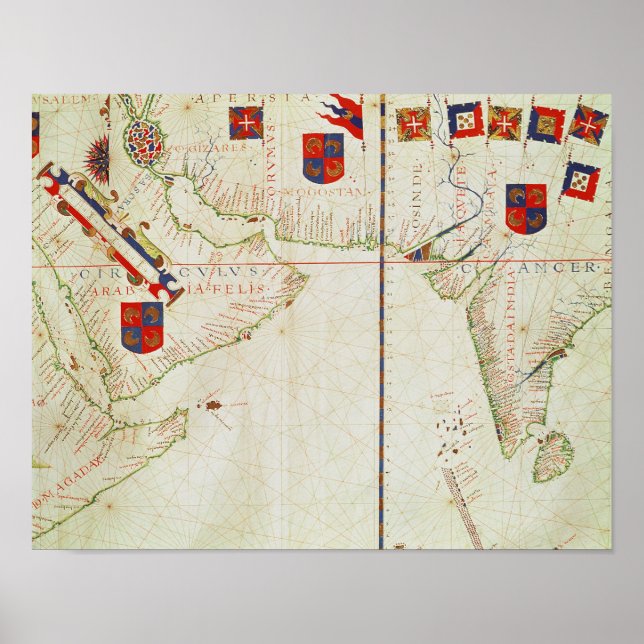 Poster Carte de la Perse, de l'Arabie et de l'Inde (Devant)