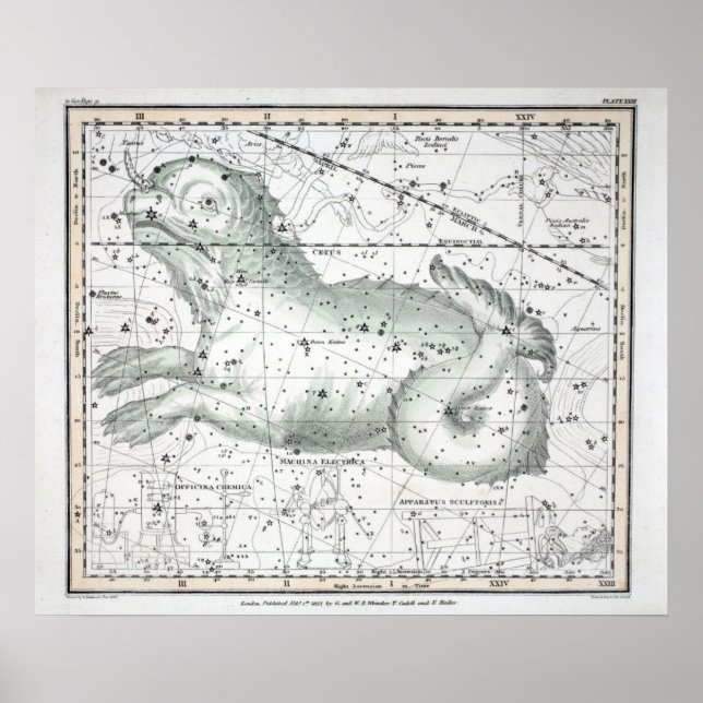 Poster Carte de la plaque de constellations XXIII (Devant)