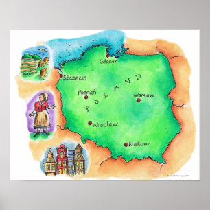 Poster Carte de la Pologne