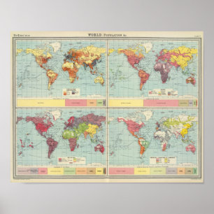 Poster Carte de la population mondiale
