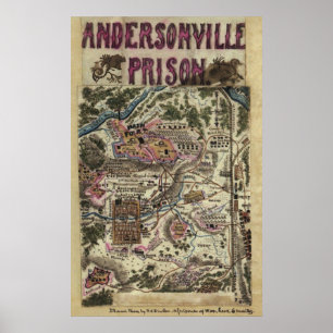 Poster Carte de la prison d'Andersonville Guerre civile