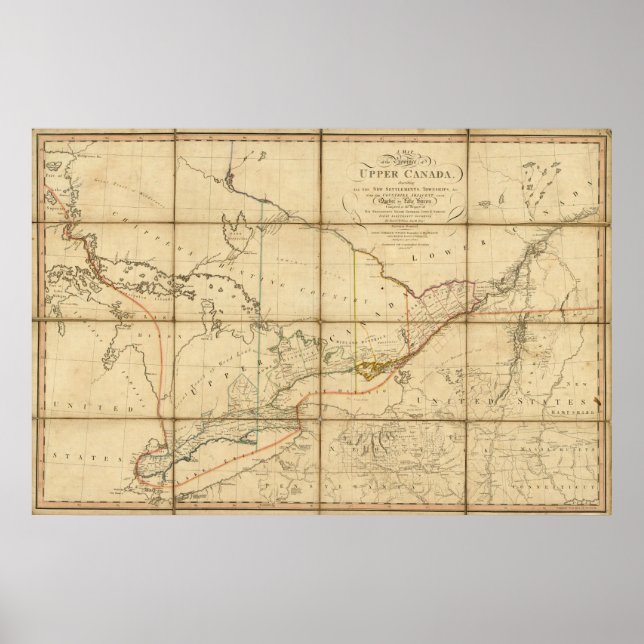 Poster Carte de la province du Haut-Canada (Devant)