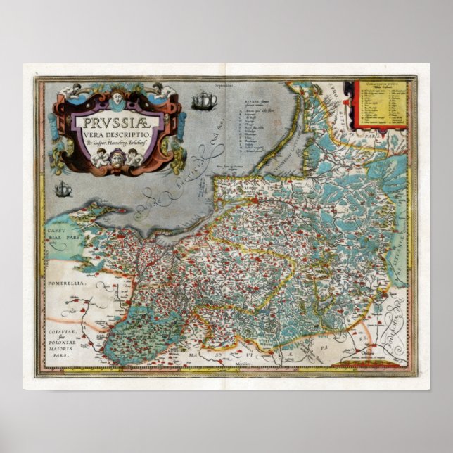 Poster Carte de la Prusse 1584 (Devant)