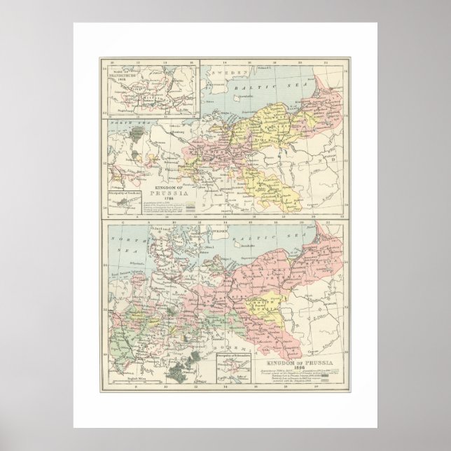 Poster Carte de la Prusse en 1866 Imprimer (Devant)