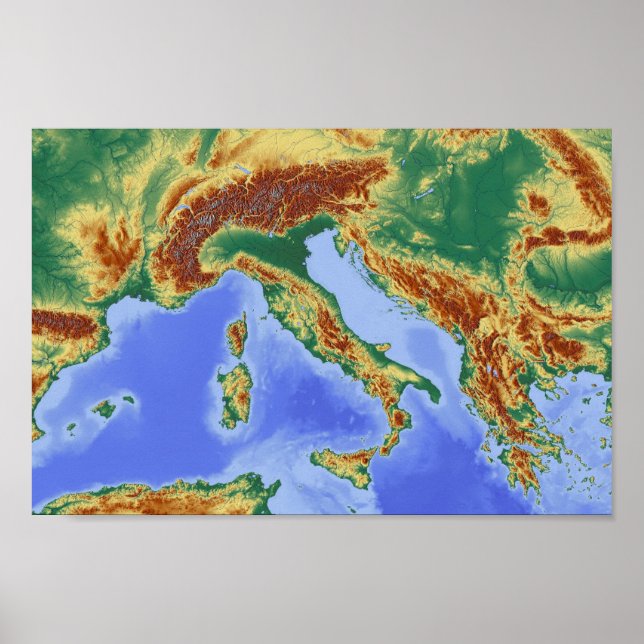Poster Carte de la région alpine d'Italie (Devant)
