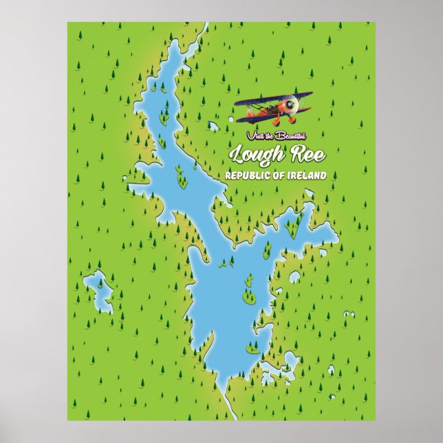 Poster Carte de la République d'Irlande, lough irland, l (Devant)