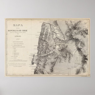Poster Carte de la République du Chili 1