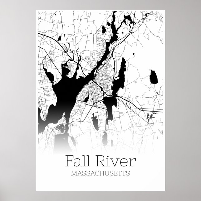 Poster Carte de la rivière d'automne - Massachusetts - Po (Devant)