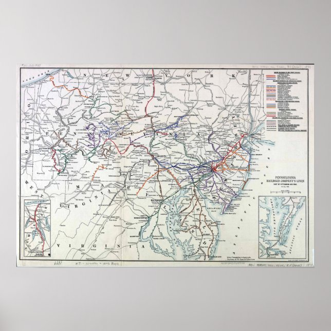 Poster Carte de la route ferroviaire de Pennsylvanie vint (Devant)
