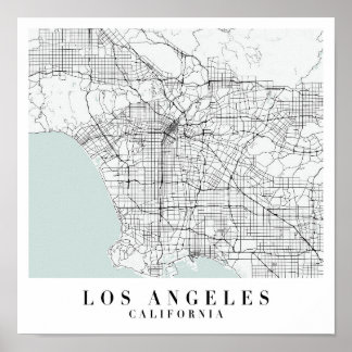 Poster Carte de la rue Blue Water de Los Angeles