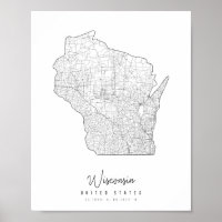 Carte de la rue minimale du Wisconsin