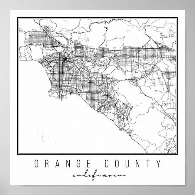 Poster Carte de la rue Orange County California (Devant)