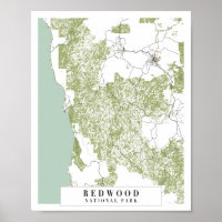Carte de la rue Retro du parc national Redwood