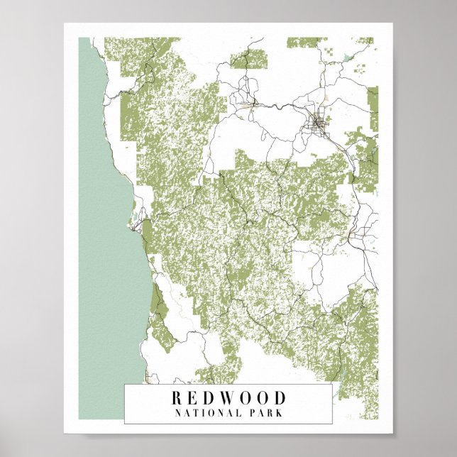 Poster Carte de la rue Retro du parc national Redwood (Devant)