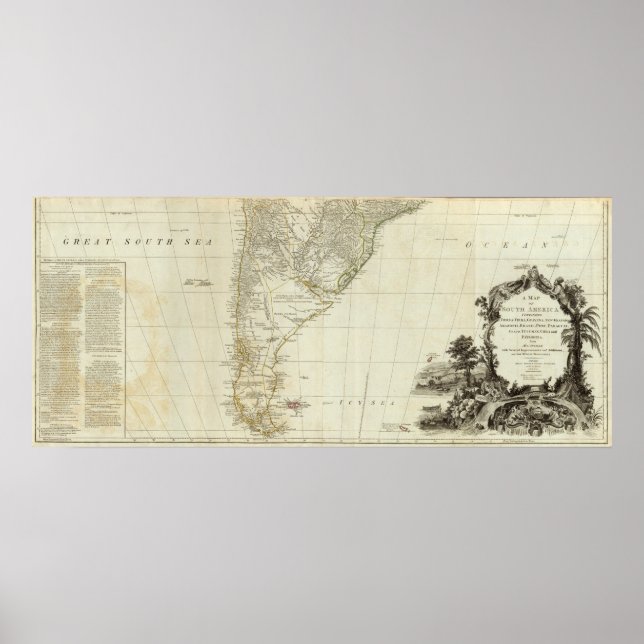 Poster Carte de la section sud de l'Amérique du Sud (Devant)