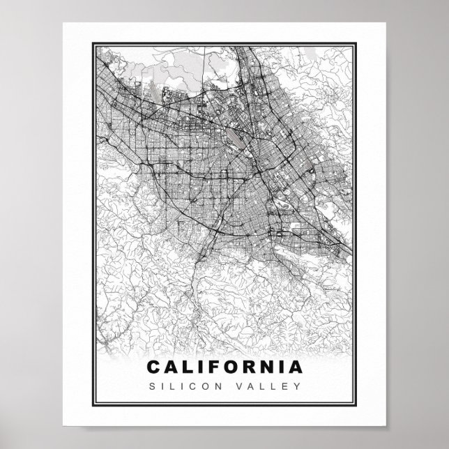 Poster Carte de la Silicon Valley (Devant)