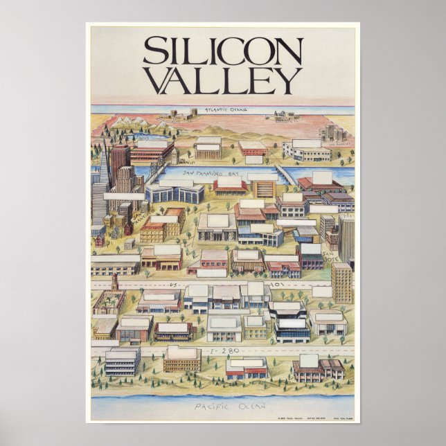 Poster Carte de la Silicon Valley (Pas de nom d'entrepris (Devant)