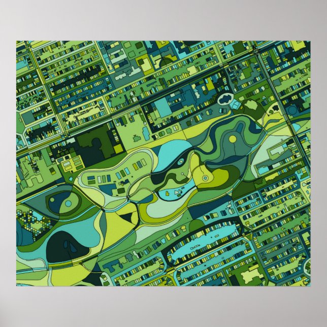 Poster Carte de la structure de la ville d'Amsterdam (Devant)