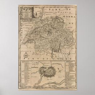 Poster Carte de la Suisse