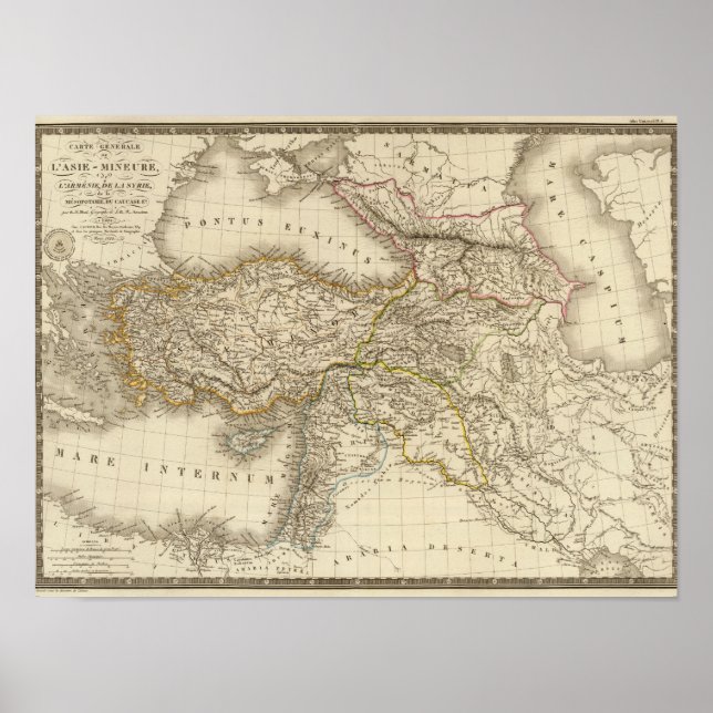 Poster Carte de la Syrie Turquie (Devant)