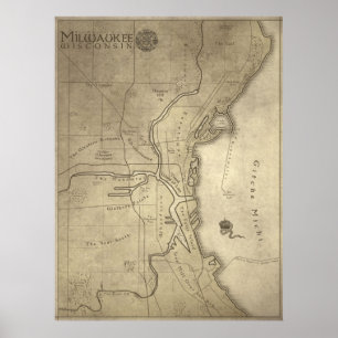 Poster Carte de la terre mythique de Milwaukee