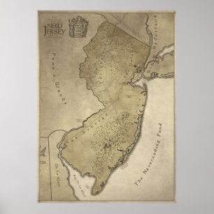 Poster Carte de la terre mythique du New Jersey