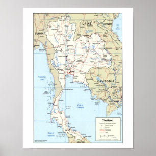 Poster Carte de la Thaïlande