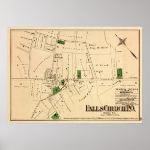 Poster Carte de la VA de Vintage Falls Church (1879)