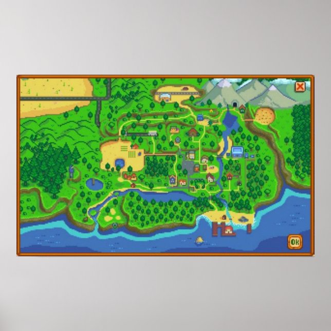 Poster Carte de la vallée de Stardew (Devant)