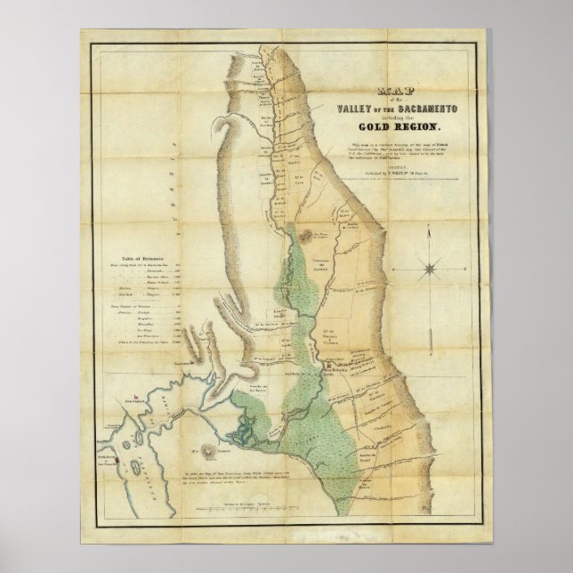 Poster Carte de la Vallée du Sacramento (Devant)