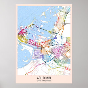 Poster Carte de la ville d'Abu Dhabi Émirats arabes unis