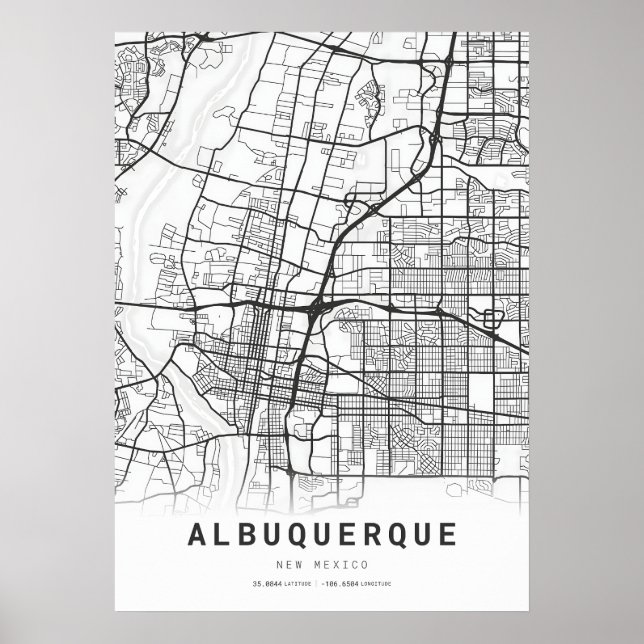 Poster Carte de la ville d'Albuquerque (Devant)
