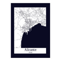 Carte de la ville d'Alicante Espagne