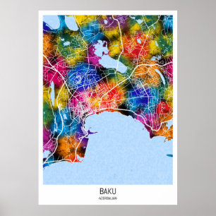 Poster Carte de la ville de Bakou
