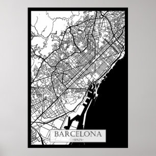 Poster Carte de la ville de Barcelone Espagne