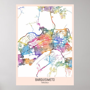 Poster Carte de la ville de Barquisimeto Venezuela