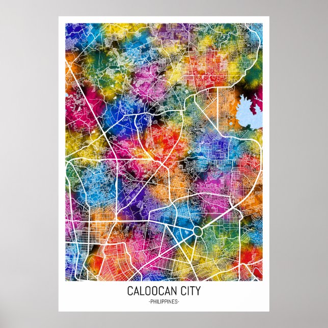 Poster Carte de la ville de Caloocan Philippines (Devant)