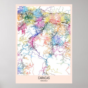Poster Carte de la ville de Caracas Venezuela
