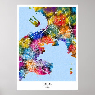 Poster Carte de la ville de Dalian