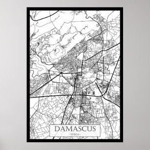 Poster Carte de la ville de Damas Syrie