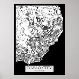 Poster Carte de la ville de Davao City Philippines