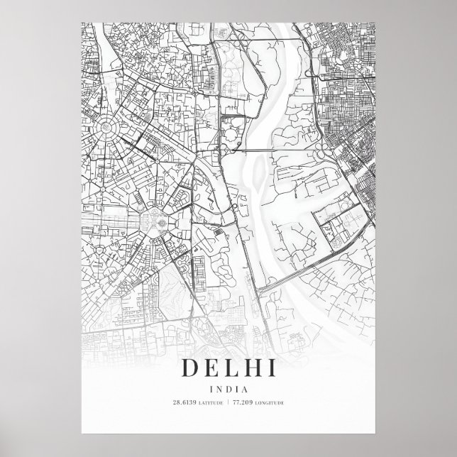 Poster Carte de la ville de Delhi (Devant)