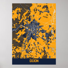 Poster Carte de la ville de Dijon - France Bluefresh