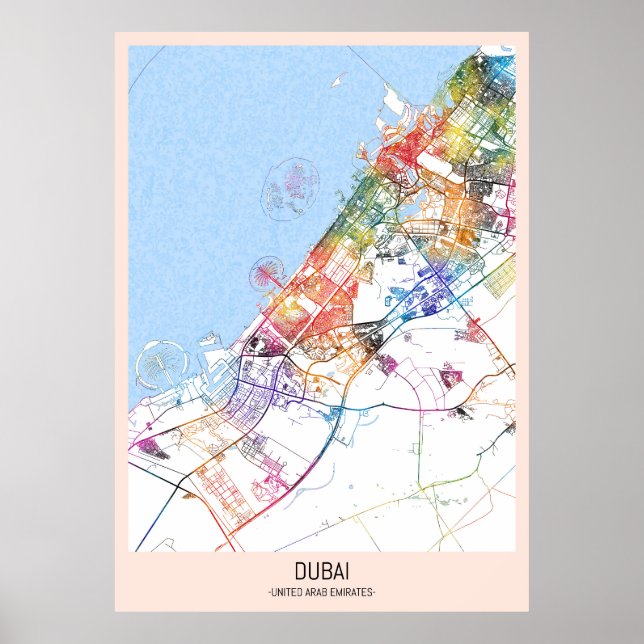Poster Carte de la ville de Dubaï (Devant)