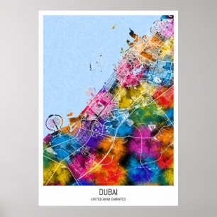 Poster Carte de la ville de Dubaï