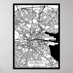Poster Carte de la ville de Dublin Irlande