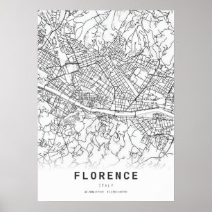 Poster Carte de la ville de Florence