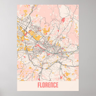 Poster Carte de la ville de Florence - Italie Chalk