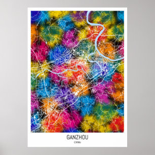 Poster Carte de la ville de Ganzhou