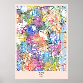 Poster Carte de la ville de Giza Égypte